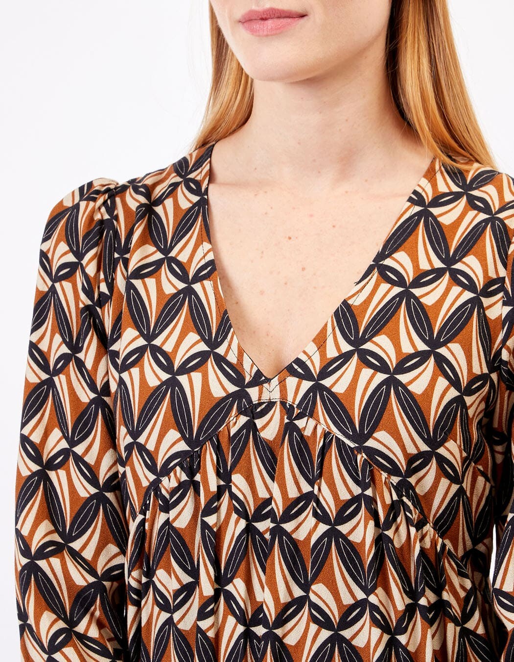 Ecovero retro print flared short dress femme Princesse Nomade
