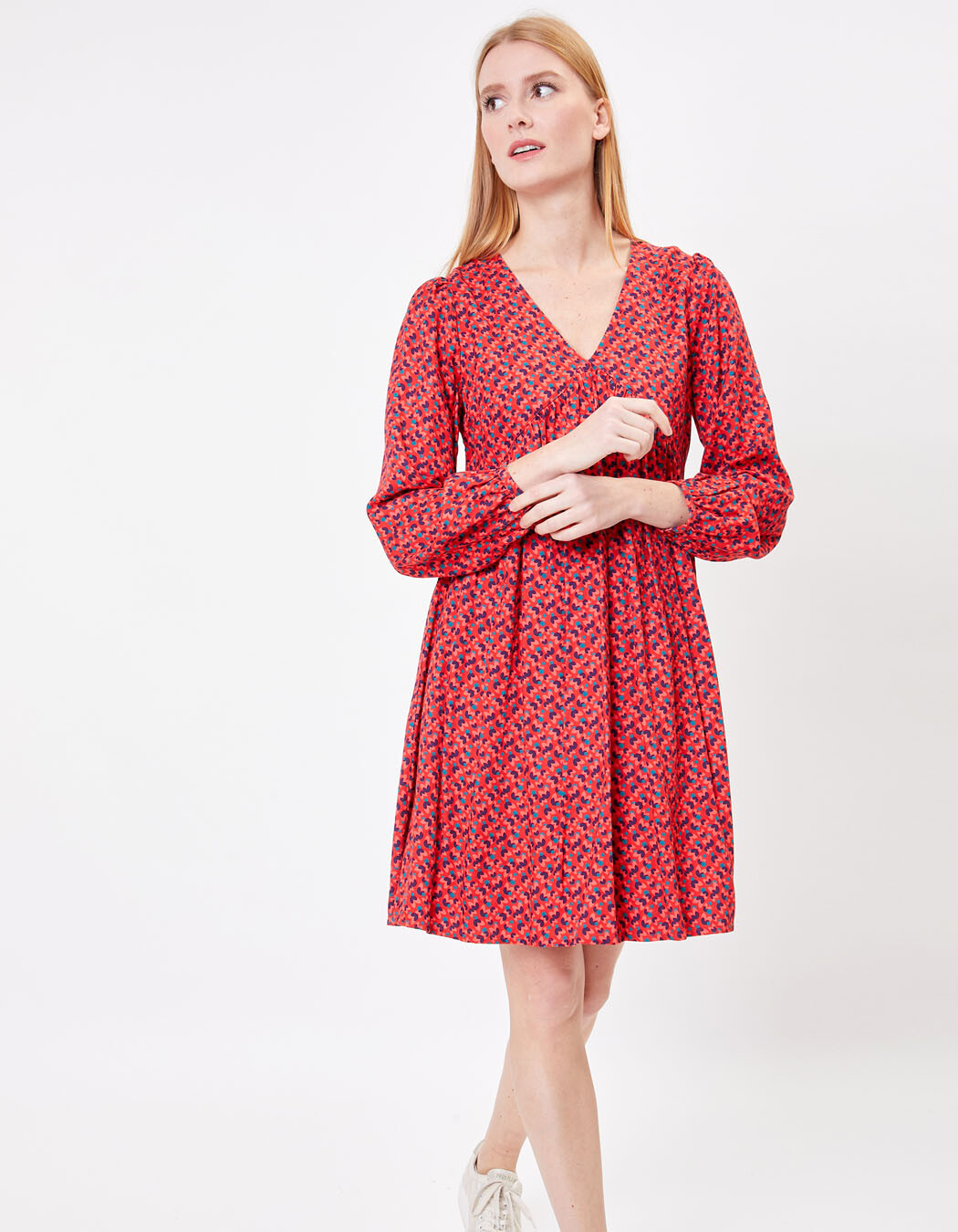 Ecovero retro print flared short dress femme Princesse Nomade