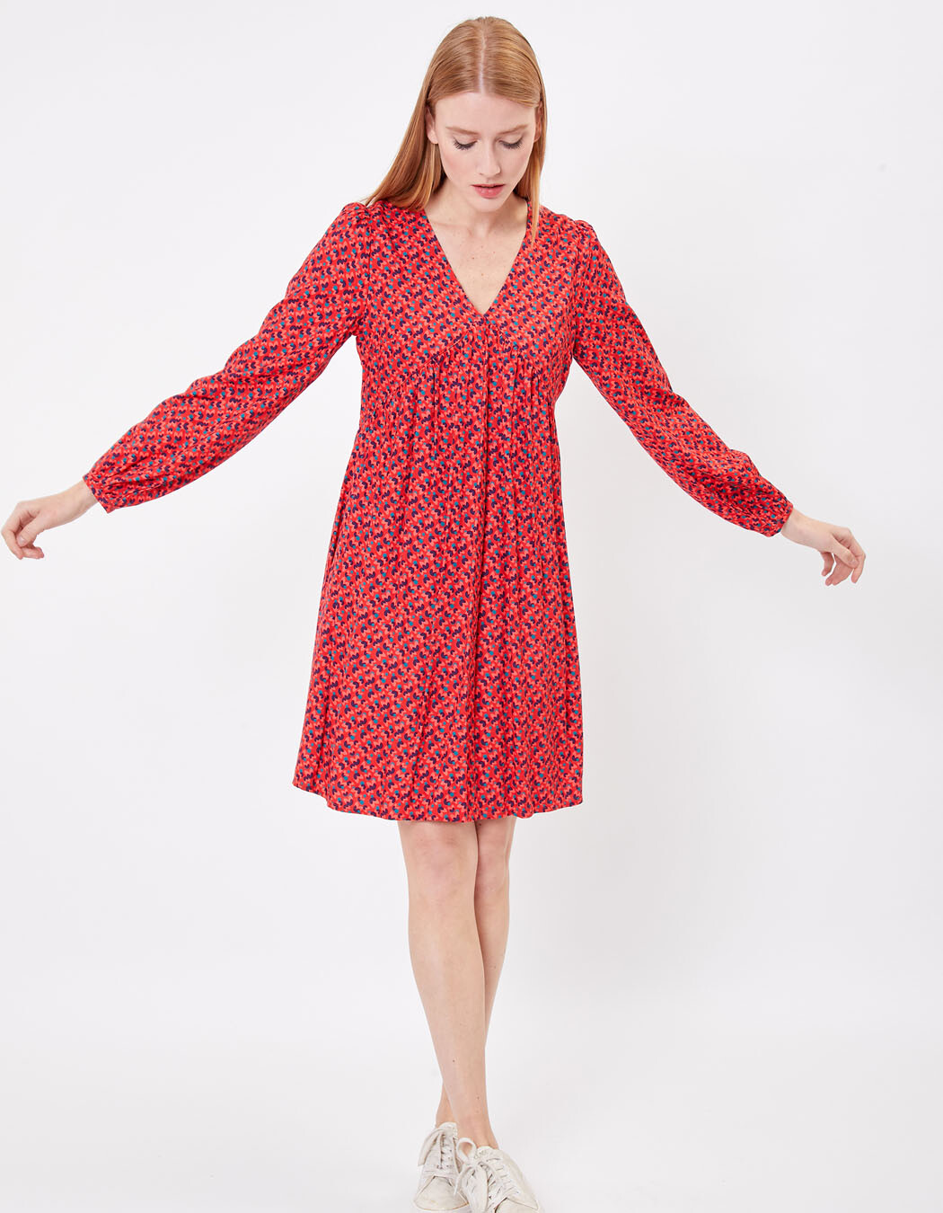 Ecovero retro print flared short dress femme Princesse Nomade