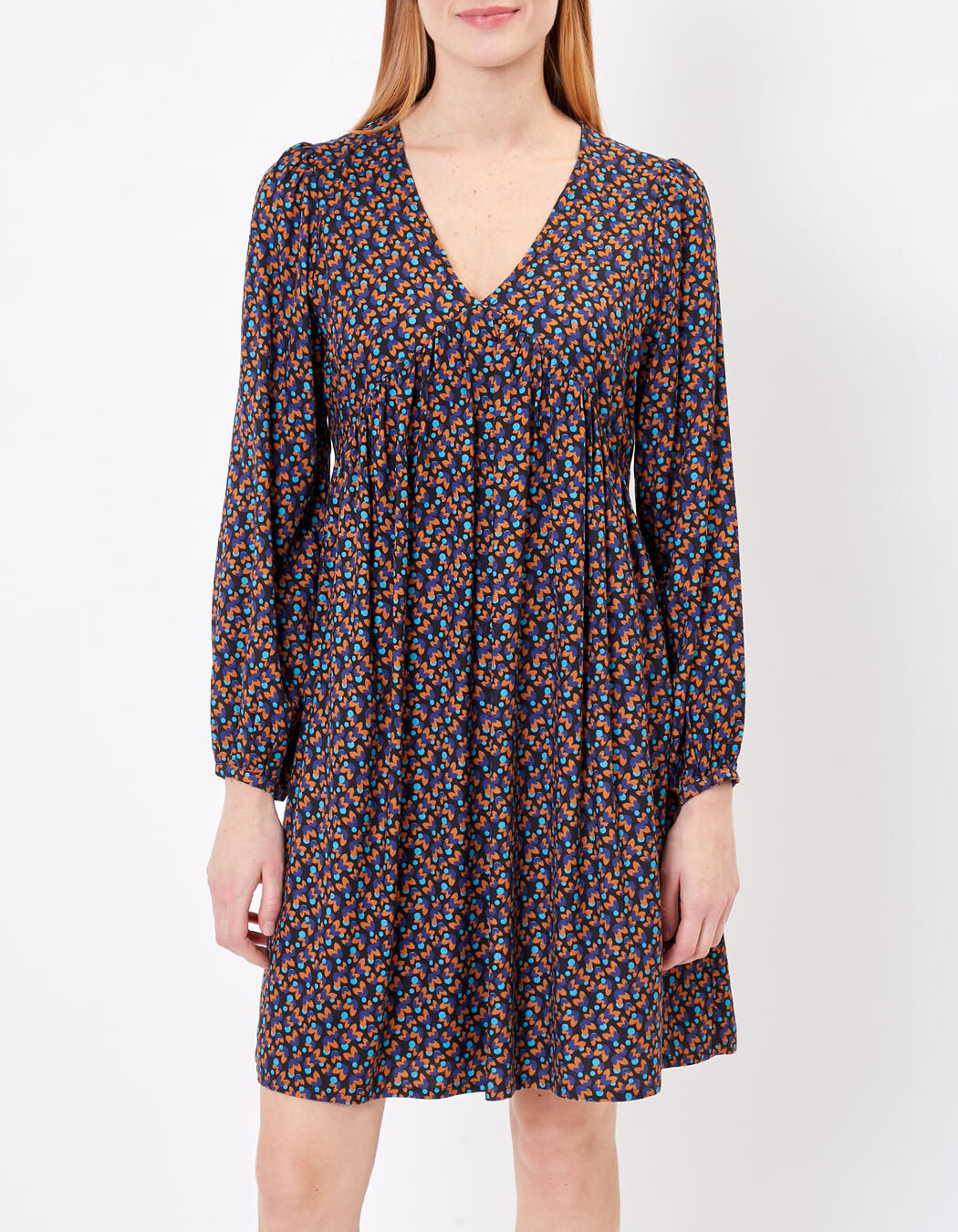 Ecovero retro print flared short dress femme Princesse Nomade