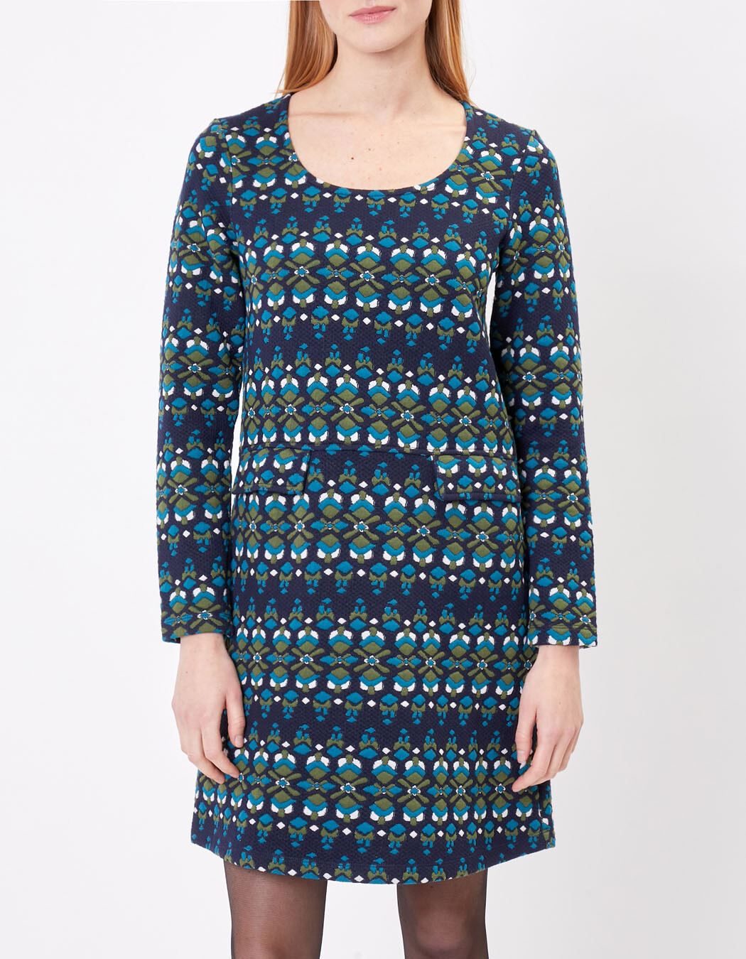 Jacquard knit straight dress with pockets femme Princesse Nomade
