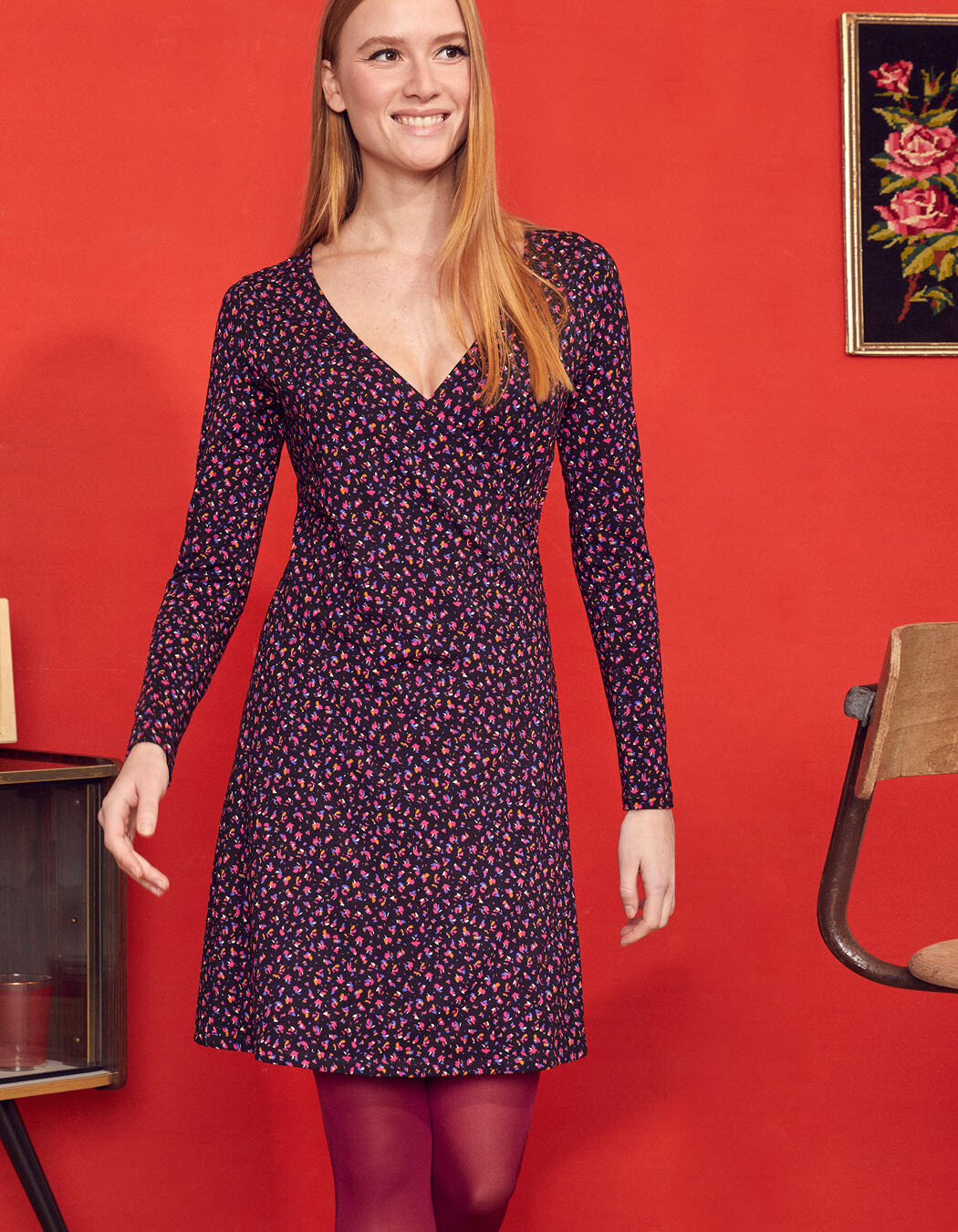 Fitted short dress in Ecovero jersey knit femme Princesse Nomade