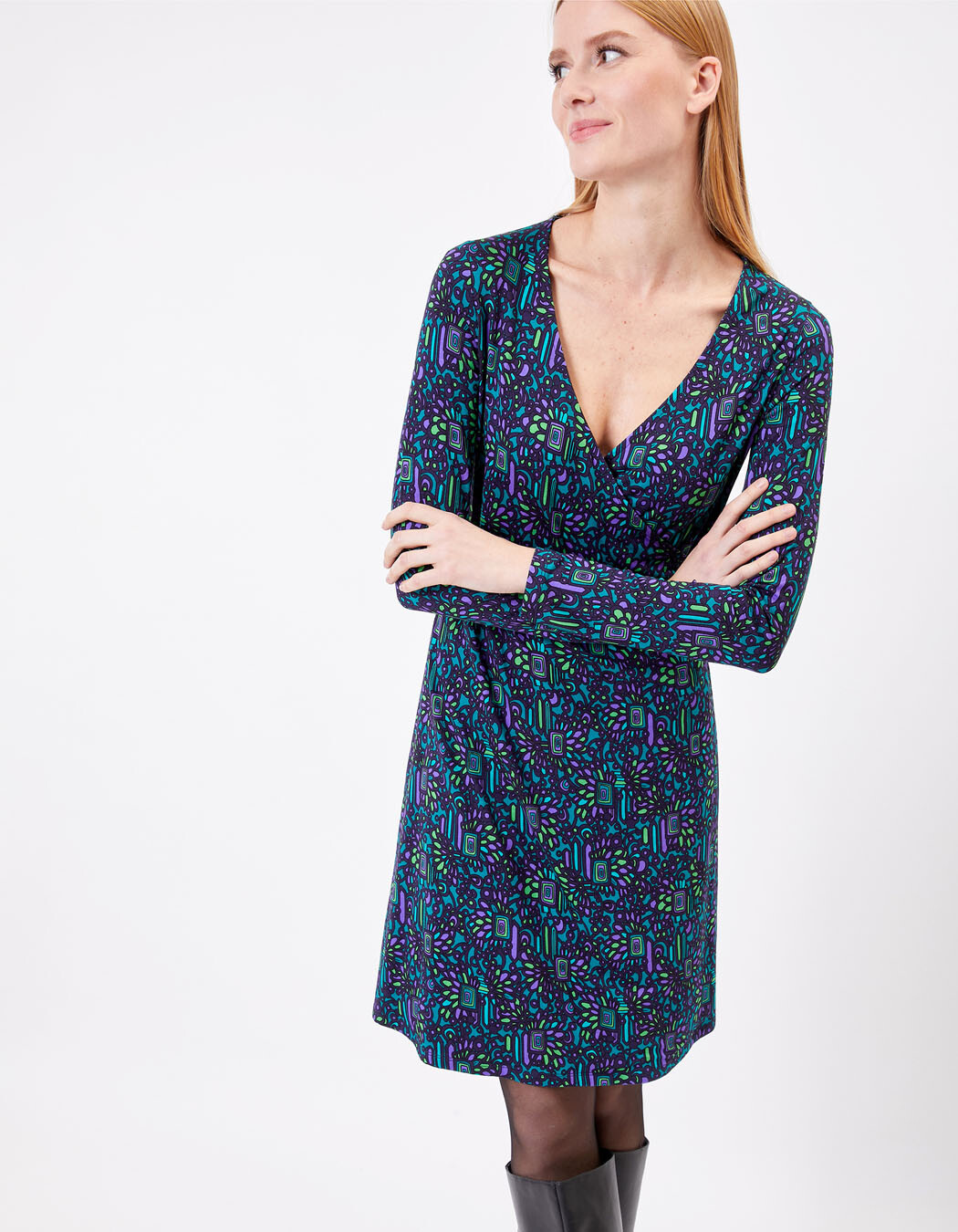 Fitted short dress in Ecovero jersey knit femme Princesse Nomade