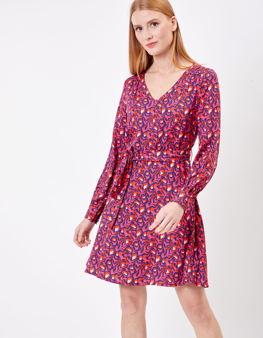Fitted dress with retro print lining femme Princesse Nomade
