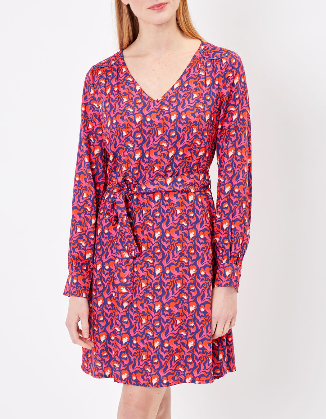 Fitted dress with retro print lining femme Princesse Nomade