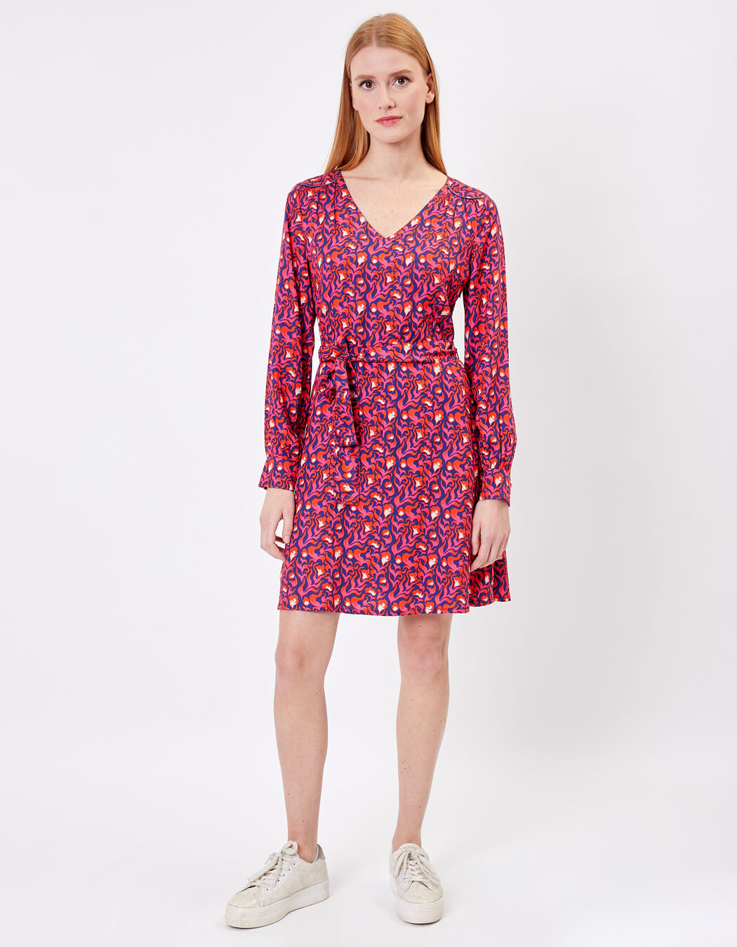 Fitted dress with retro print lining femme Princesse Nomade