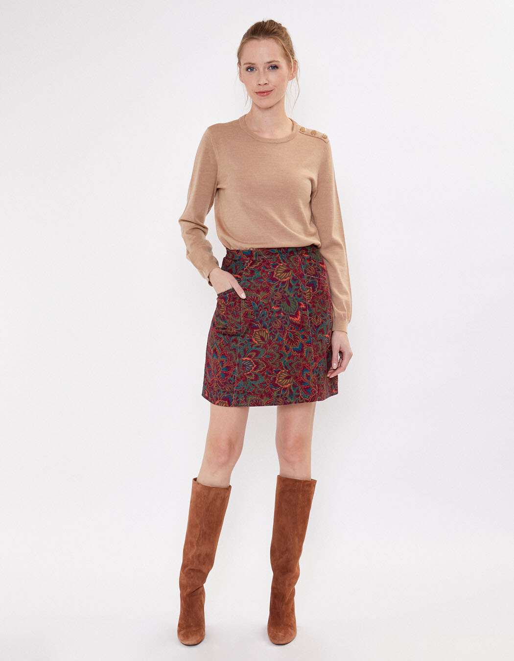 Flared cotton skirt femme La Fiancée
