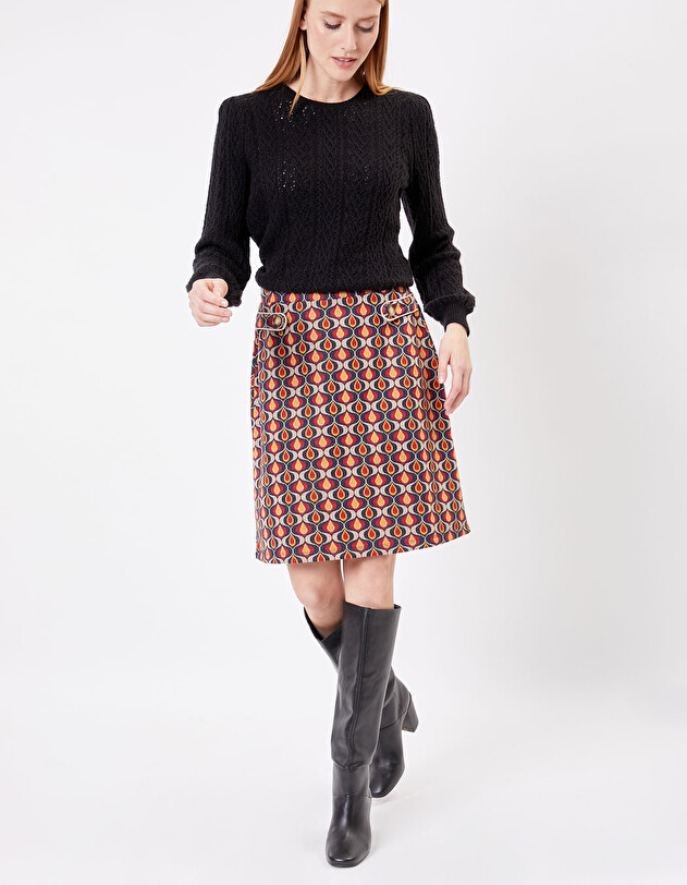 Retro jacquard knit skirt femme Princesse Nomade