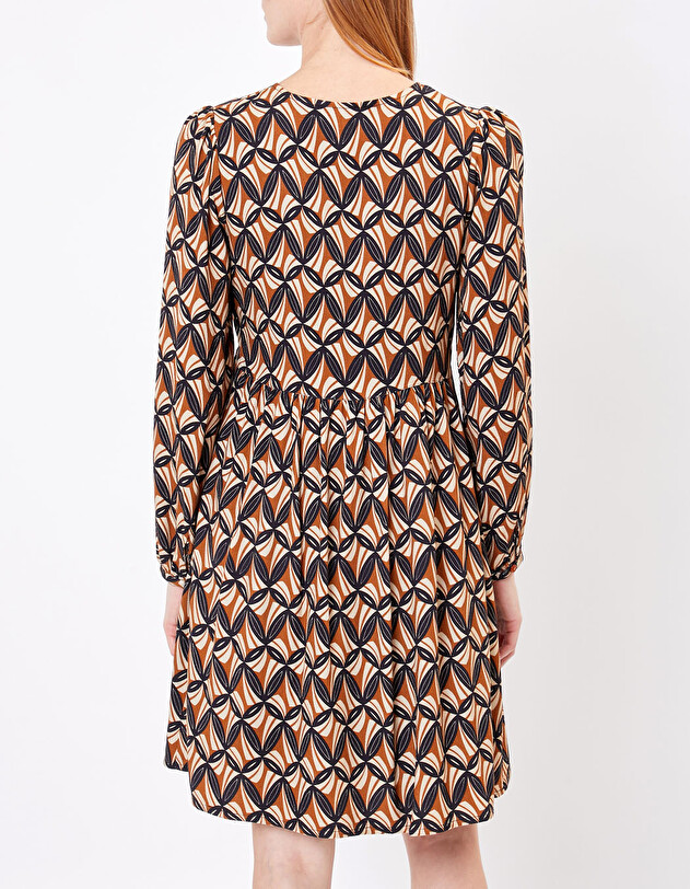 Ecovero retro print flared short dress femme Princesse Nomade