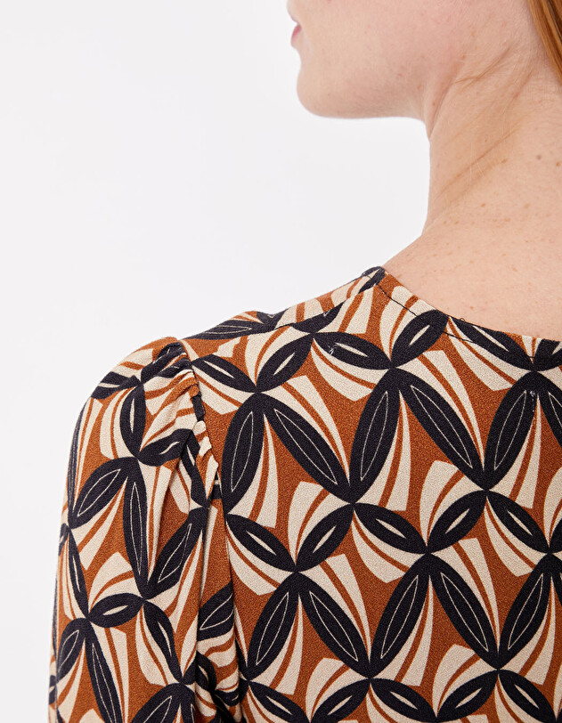 Ecovero retro print flared short dress femme Princesse Nomade
