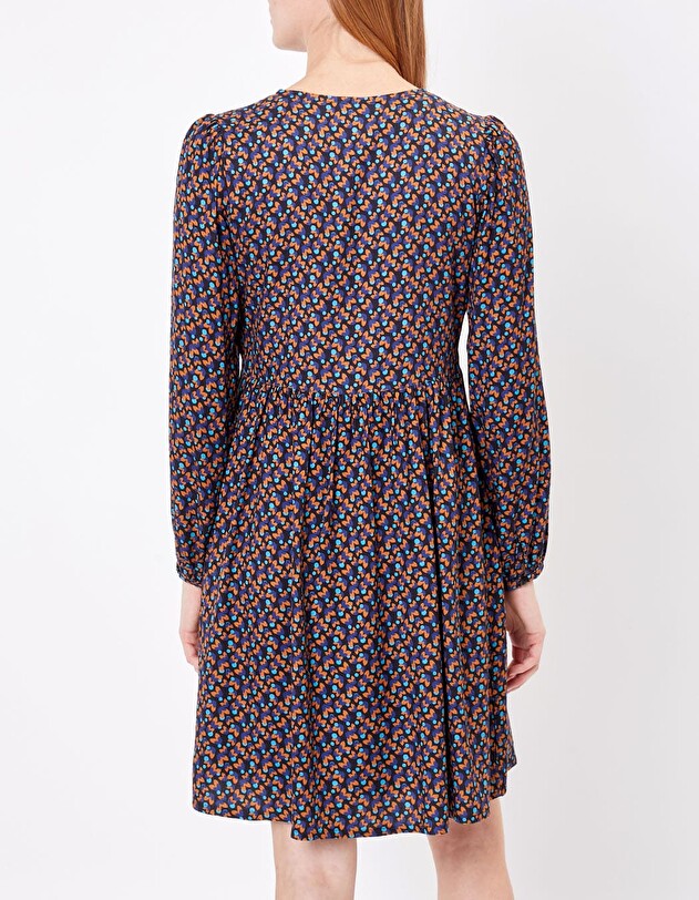 Ecovero retro print flared short dress femme Princesse Nomade