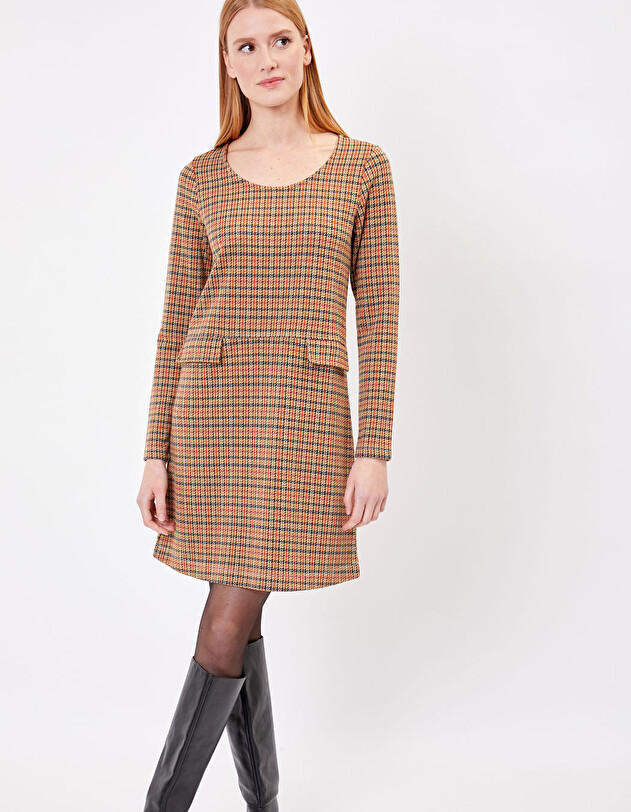 Jacquard knit straight dress with pockets femme Princesse Nomade