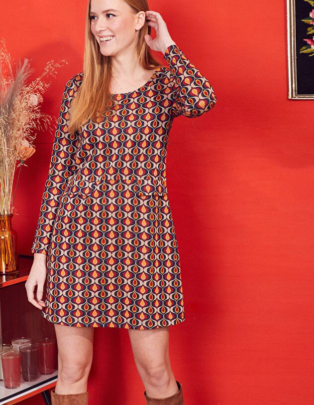 Jacquard knit straight dress with pockets femme Princesse Nomade