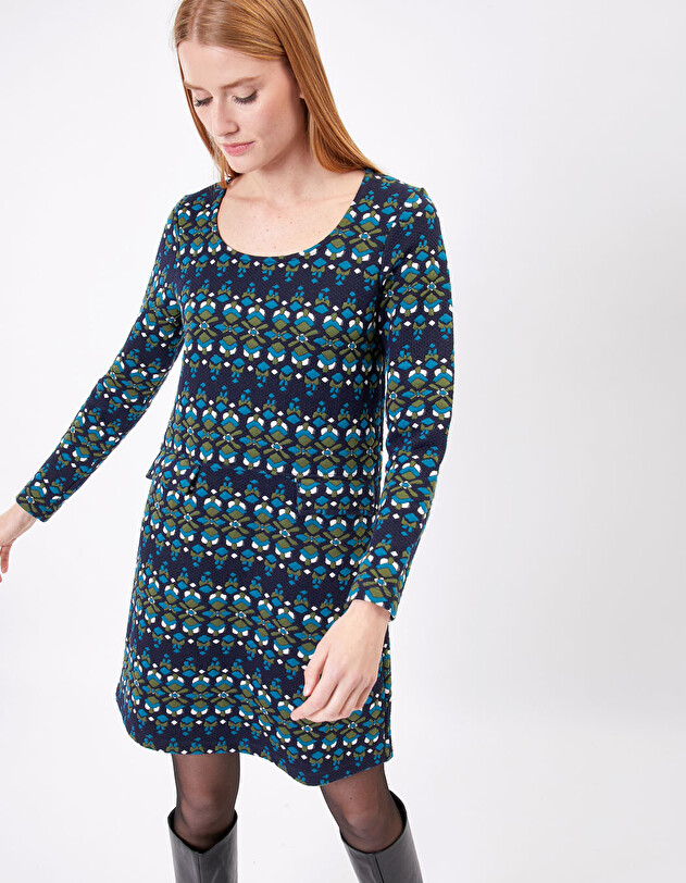 Jacquard knit straight dress with pockets femme Princesse Nomade