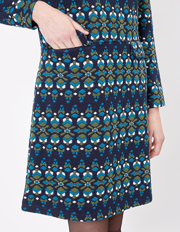 Jacquard knit straight dress with pockets femme Princesse Nomade