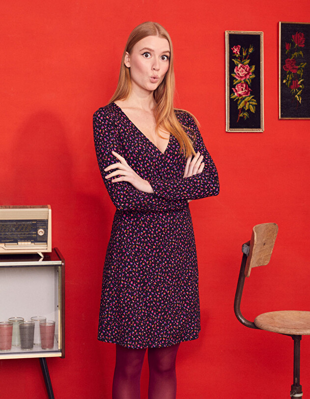Fitted short dress in Ecovero jersey knit femme Princesse Nomade