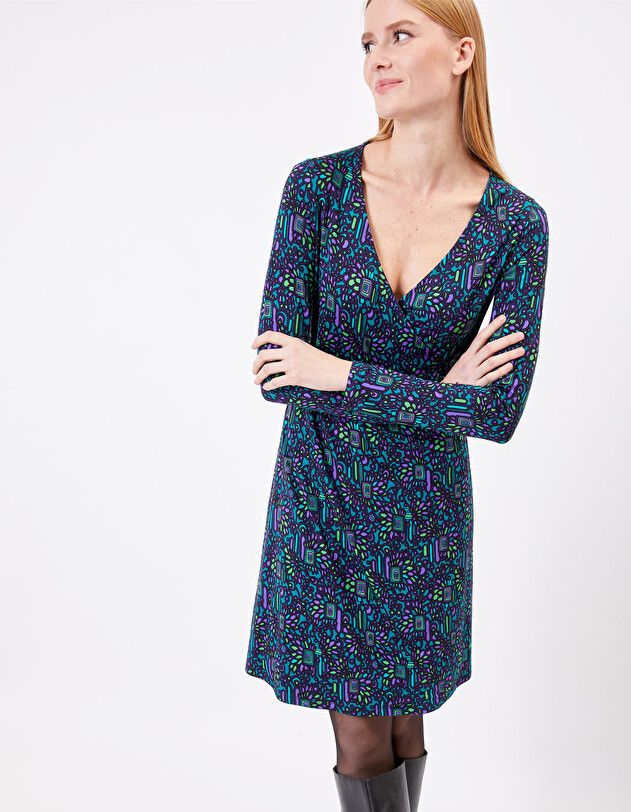 Fitted short dress in Ecovero jersey knit femme Princesse Nomade