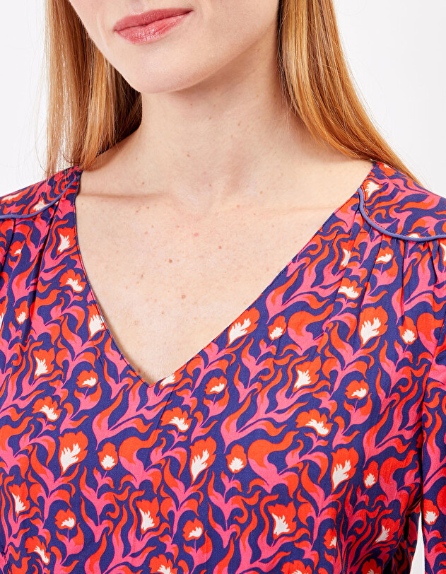 Fitted dress with retro print lining femme Princesse Nomade