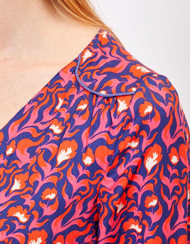 Fitted dress with retro print lining femme Princesse Nomade