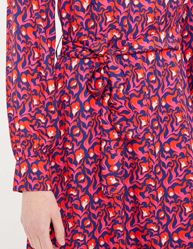 Fitted dress with retro print lining femme Princesse Nomade