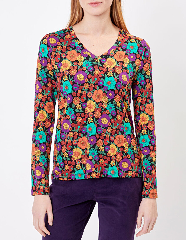 Ecovero V-neck straight cut T-shirt femme Princesse Nomade