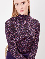 Retro print turtleneck top Ecovero knit femme Princesse Nomade