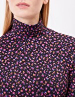 Retro print turtleneck top Ecovero knit femme Princesse Nomade