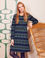Long-sleeved jacquard knit dress femme Princesse Nomade