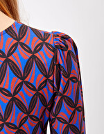Ecovero retro print flared short dress femme Princesse Nomade