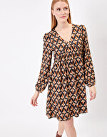 Ecovero retro print flared short dress femme Princesse Nomade