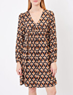 Ecovero retro print flared short dress femme Princesse Nomade
