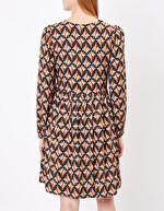 Ecovero retro print flared short dress femme Princesse Nomade
