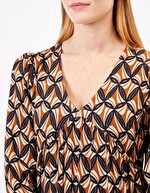 Ecovero retro print flared short dress femme Princesse Nomade