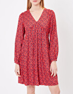 Ecovero retro print flared short dress femme Princesse Nomade