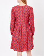 Ecovero retro print flared short dress femme Princesse Nomade