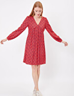 Ecovero retro print flared short dress femme Princesse Nomade