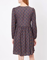 Ecovero retro print flared short dress femme Princesse Nomade