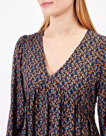 Ecovero retro print flared short dress femme Princesse Nomade