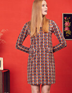 Jacquard knit straight dress with pockets femme Princesse Nomade